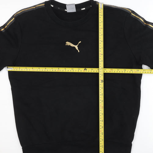 Puma Men’s Black Gold Logo Pullover Sweatshirt Size S Jersey Crew Neck