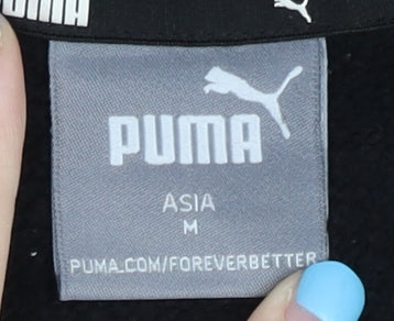 Puma Men’s Black Gold Logo Pullover Sweatshirt Size S Jersey Crew Neck