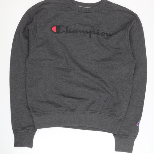 Champion Men's Grey Crew Neck Logo Sweatshirt Size S Pullover