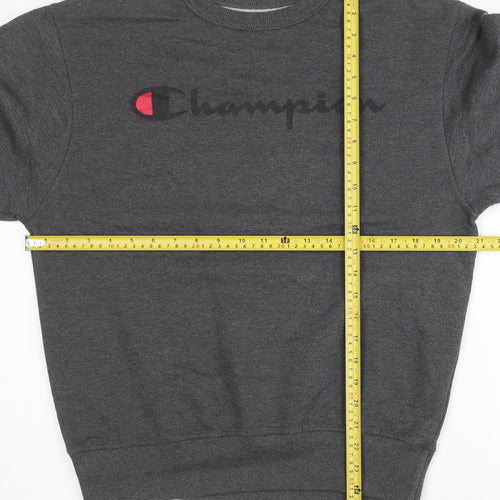 Champion Men's Grey Crew Neck Logo Sweatshirt Size S Pullover