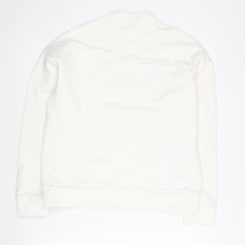 FILA Men’s White Pullover Sweatshirt M Logo Long Sleeve Jersey Cotton