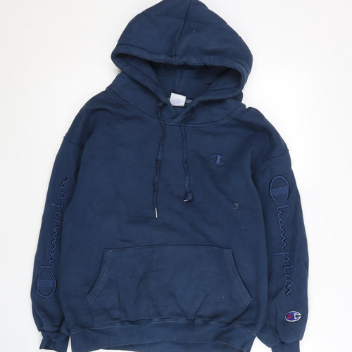 Champion Men's Blue Pullover Hoodie Small Regular Fit Cotton Logo