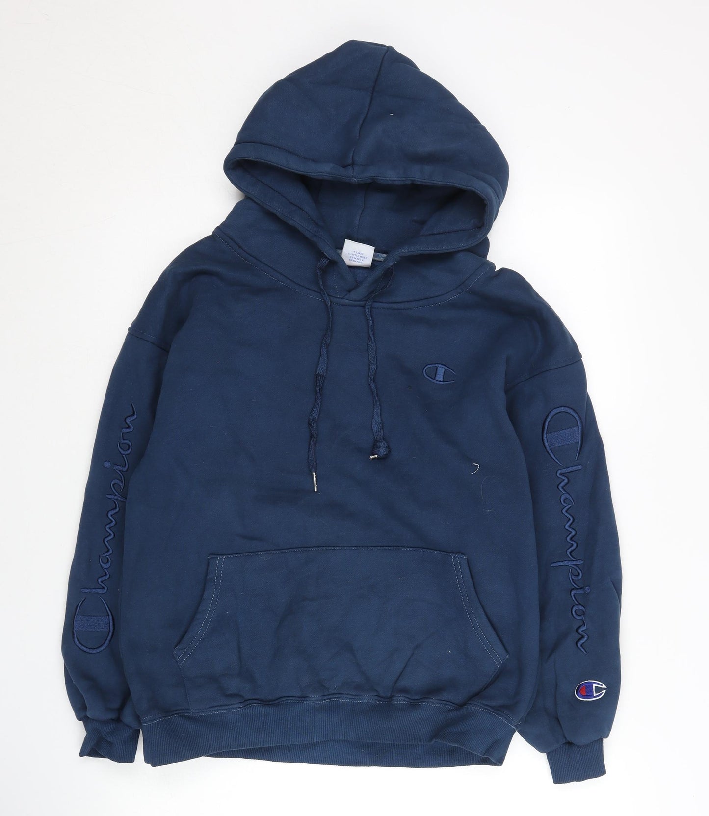 Champion Men's Blue Pullover Hoodie Small Regular Fit Cotton Logo