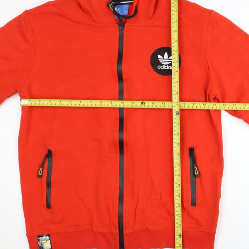 Adidas Men's Red Full Zip Hoodie 2XL Cotton Casual Sportswear