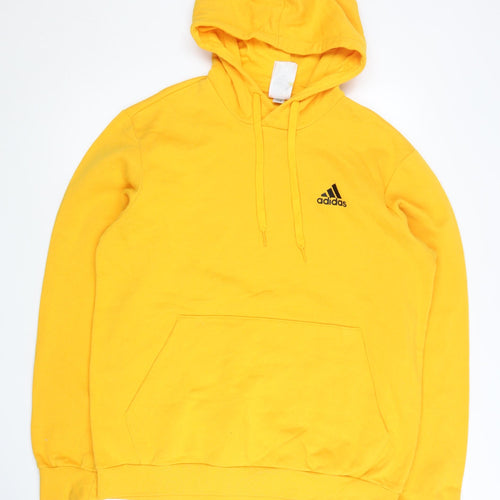 Adidas Men's Yellow Pullover Hoodie L Regular Fit Logo Jersey