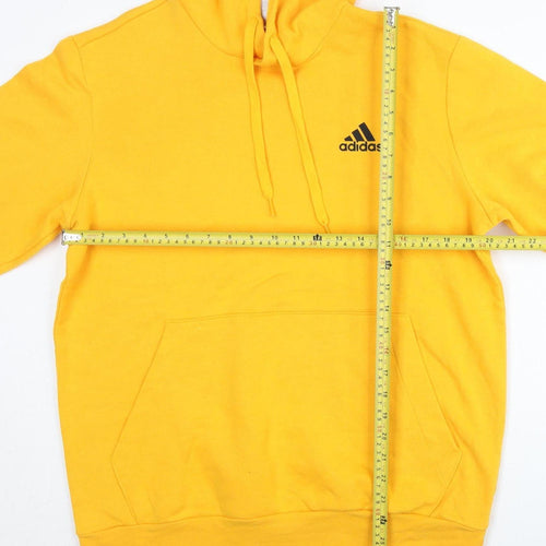 Adidas Men's Yellow Pullover Hoodie L Regular Fit Logo Jersey