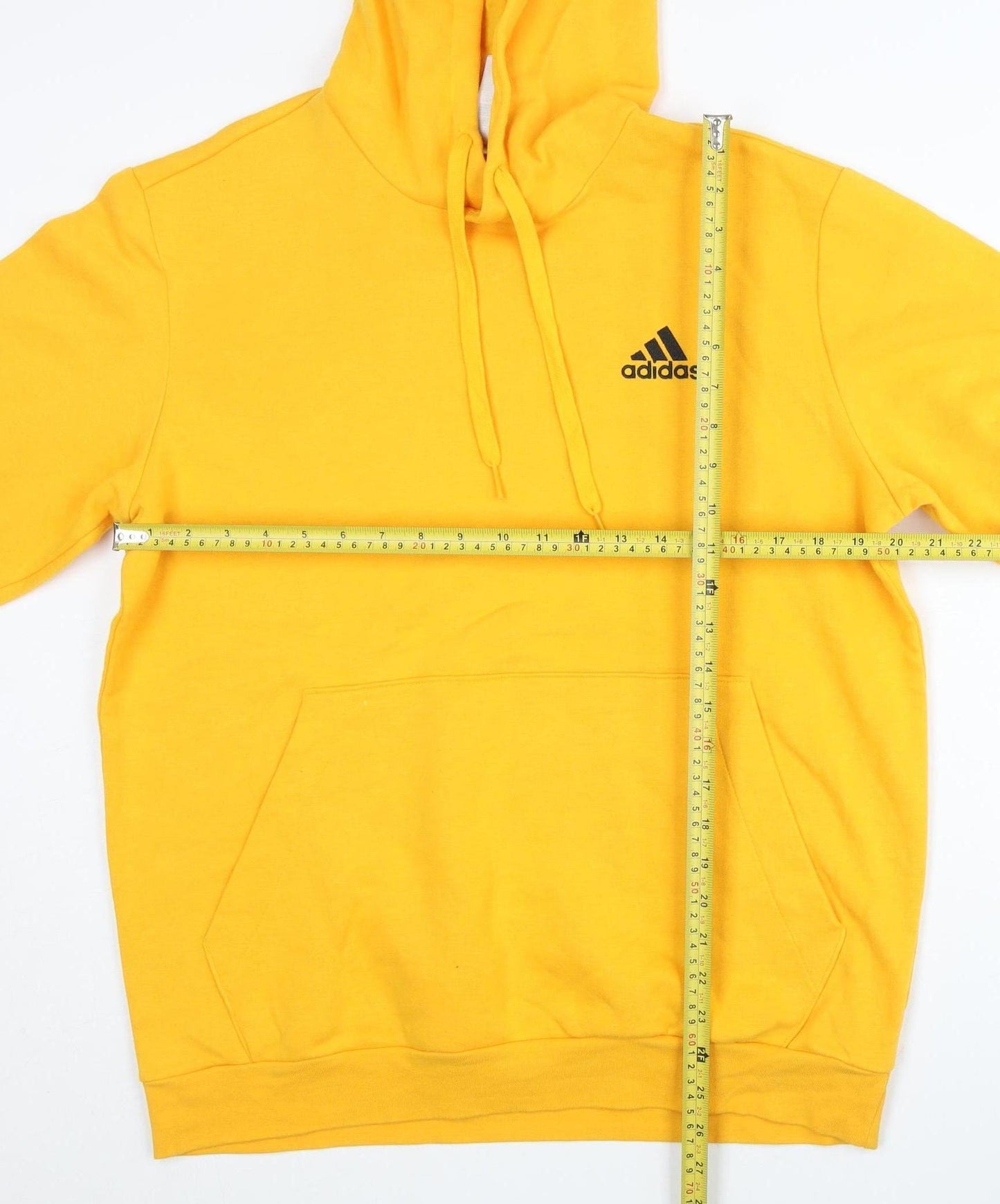 Adidas Men's Yellow Pullover Hoodie L Regular Fit Logo Jersey