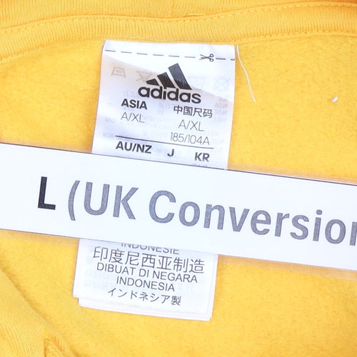 Adidas Men's Yellow Pullover Hoodie L Regular Fit Logo Jersey