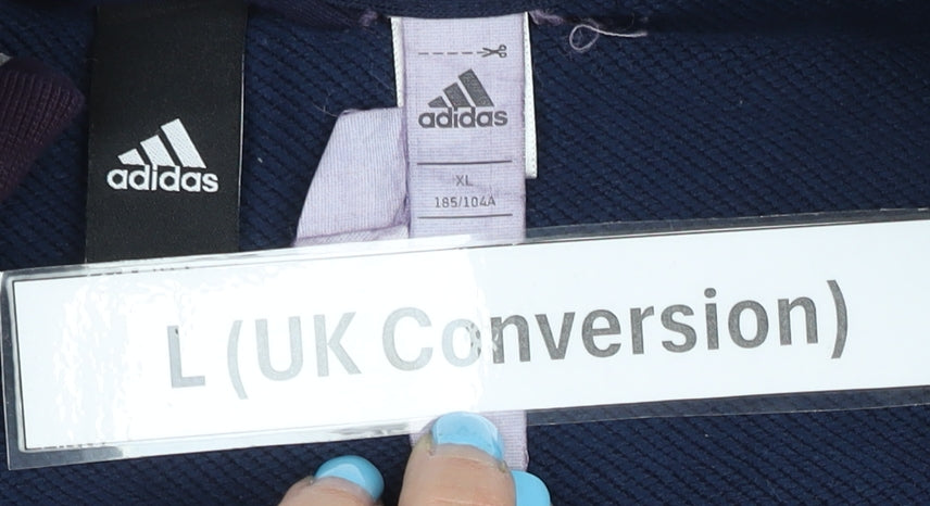 Adidas Men's Blue L Track Jacket Full Zip Sports Activewear