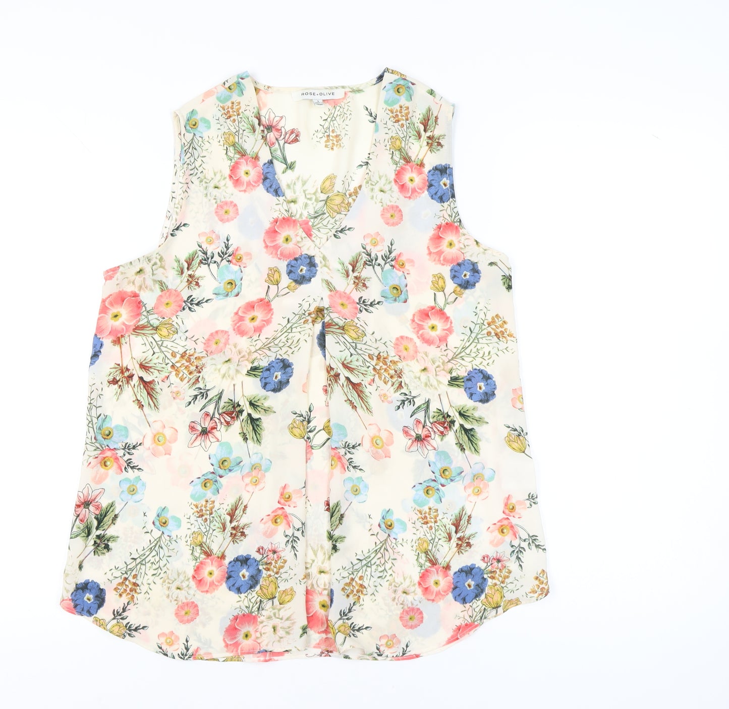 Rose + Olive Women's Multicoloured Floral Sleeveless Blouse S