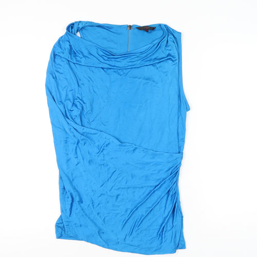 Jasper Conran Women’s Blue Cowl Neck Sleeveless Satin Blouse Size 12