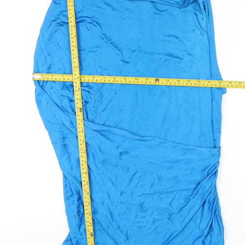 Jasper Conran Women’s Blue Cowl Neck Sleeveless Satin Blouse Size 12