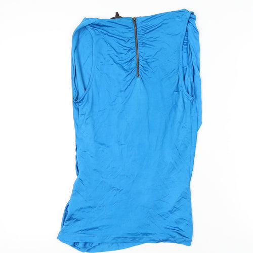 Jasper Conran Women’s Blue Cowl Neck Sleeveless Satin Blouse Size 12