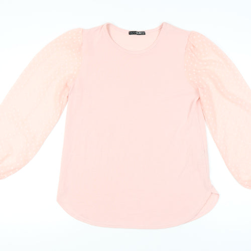 Quiz Women’s Pink Polka Dot Puff Sleeve Jersey Blouse Size 12