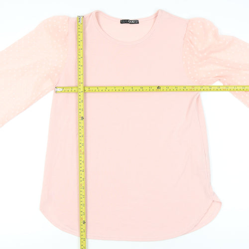 Quiz Women’s Pink Polka Dot Puff Sleeve Jersey Blouse Size 12