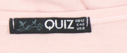 Quiz Women’s Pink Polka Dot Puff Sleeve Jersey Blouse Size 12