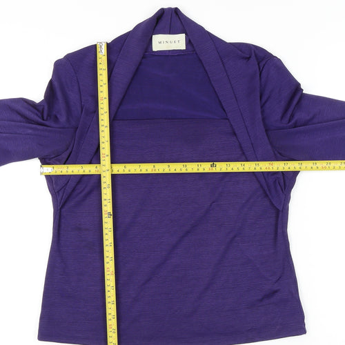 Minuet Women’s Purple Jersey Bolero Blouse UK 14 3/4 Sleeve Stretch