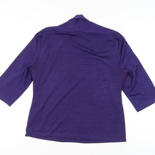 Minuet Women’s Purple Jersey Bolero Blouse UK 14 3/4 Sleeve Stretch