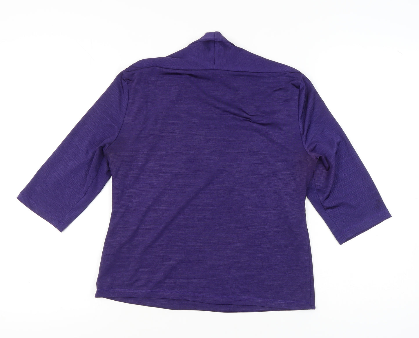 Minuet Women’s Purple Jersey Bolero Blouse UK 14 3/4 Sleeve Stretch