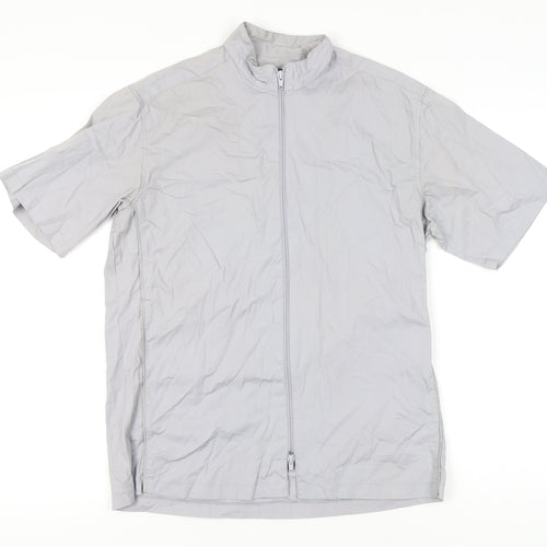 RAID Men’s Grey Cotton Short Sleeve Full Zip Casual Shirt M