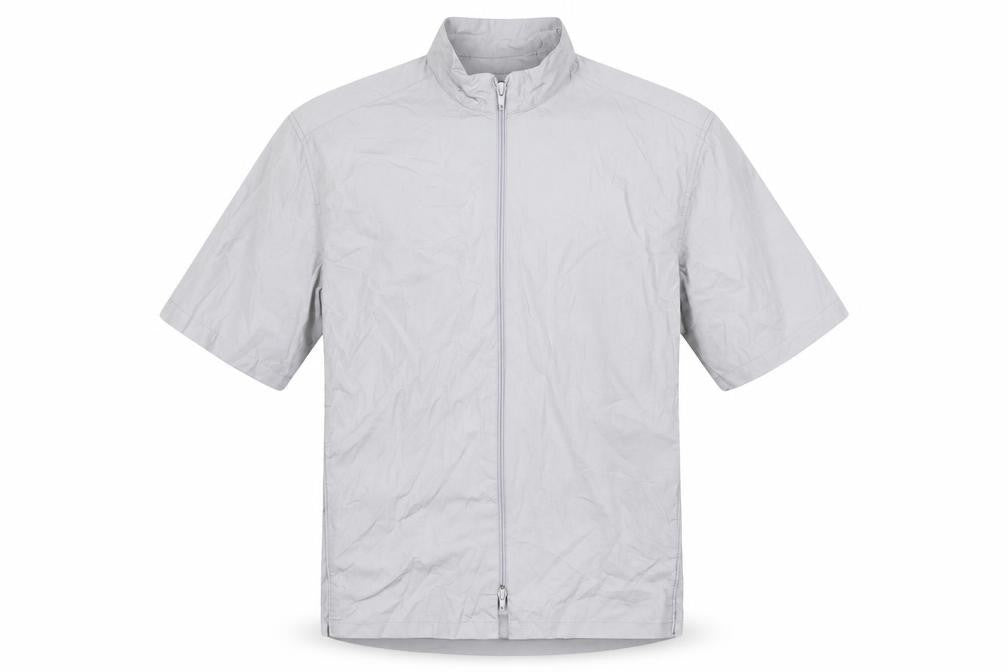 Front view of RAID Men’s Grey Cotton Short Sleeve Full Zip Casual Shirt M