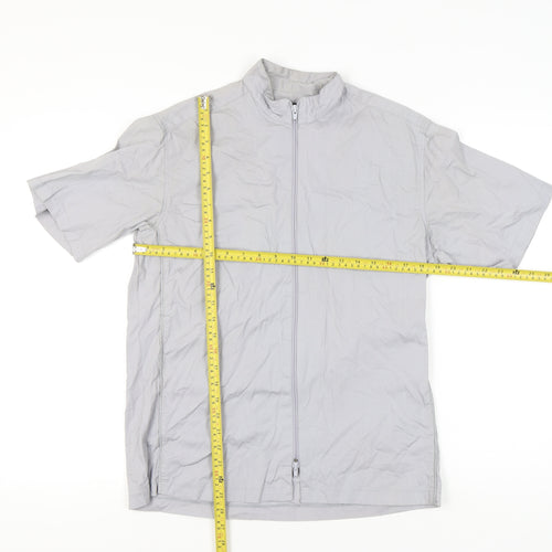 RAID Men’s Grey Cotton Short Sleeve Full Zip Casual Shirt M