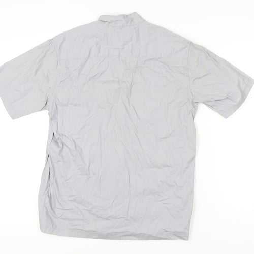 RAID Men’s Grey Cotton Short Sleeve Full Zip Casual Shirt M