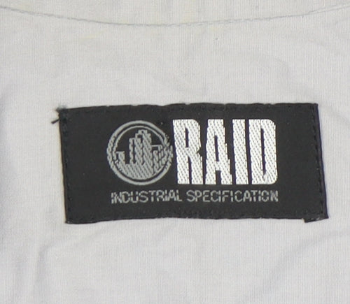 RAID Men’s Grey Cotton Short Sleeve Full Zip Casual Shirt M