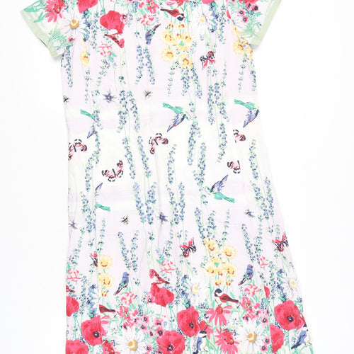 Alice Collins Womens Multicoloured Floral Shift Dress Size 8 Knee Length Cotton