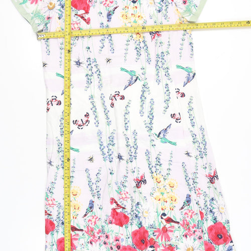 Alice Collins Womens Multicoloured Floral Shift Dress Size 8 Knee Length Cotton