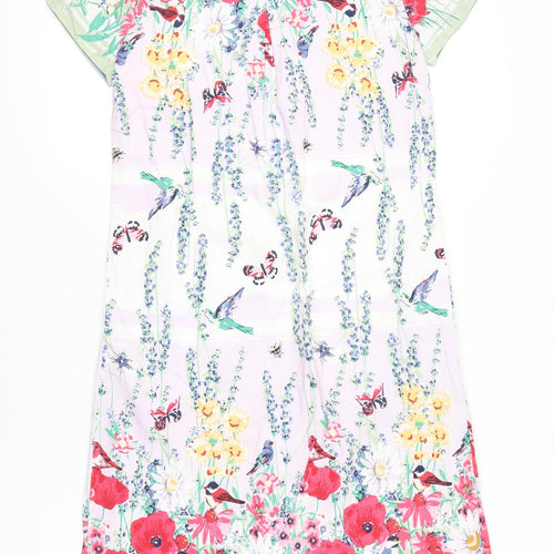 Alice Collins Womens Multicoloured Floral Shift Dress Size 8 Knee Length Cotton