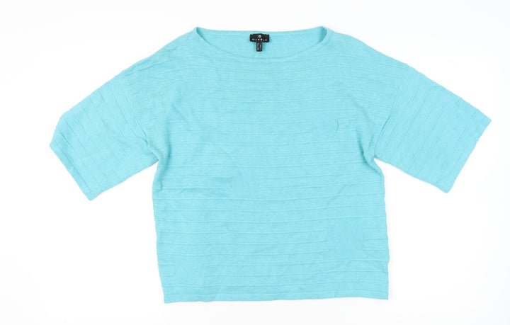 Marble Women’s Blue Boat Neck Short Sleeve Cotton Jumper Size 16