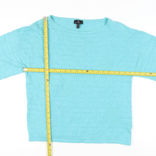 Marble Women’s Blue Boat Neck Short Sleeve Cotton Jumper Size 16