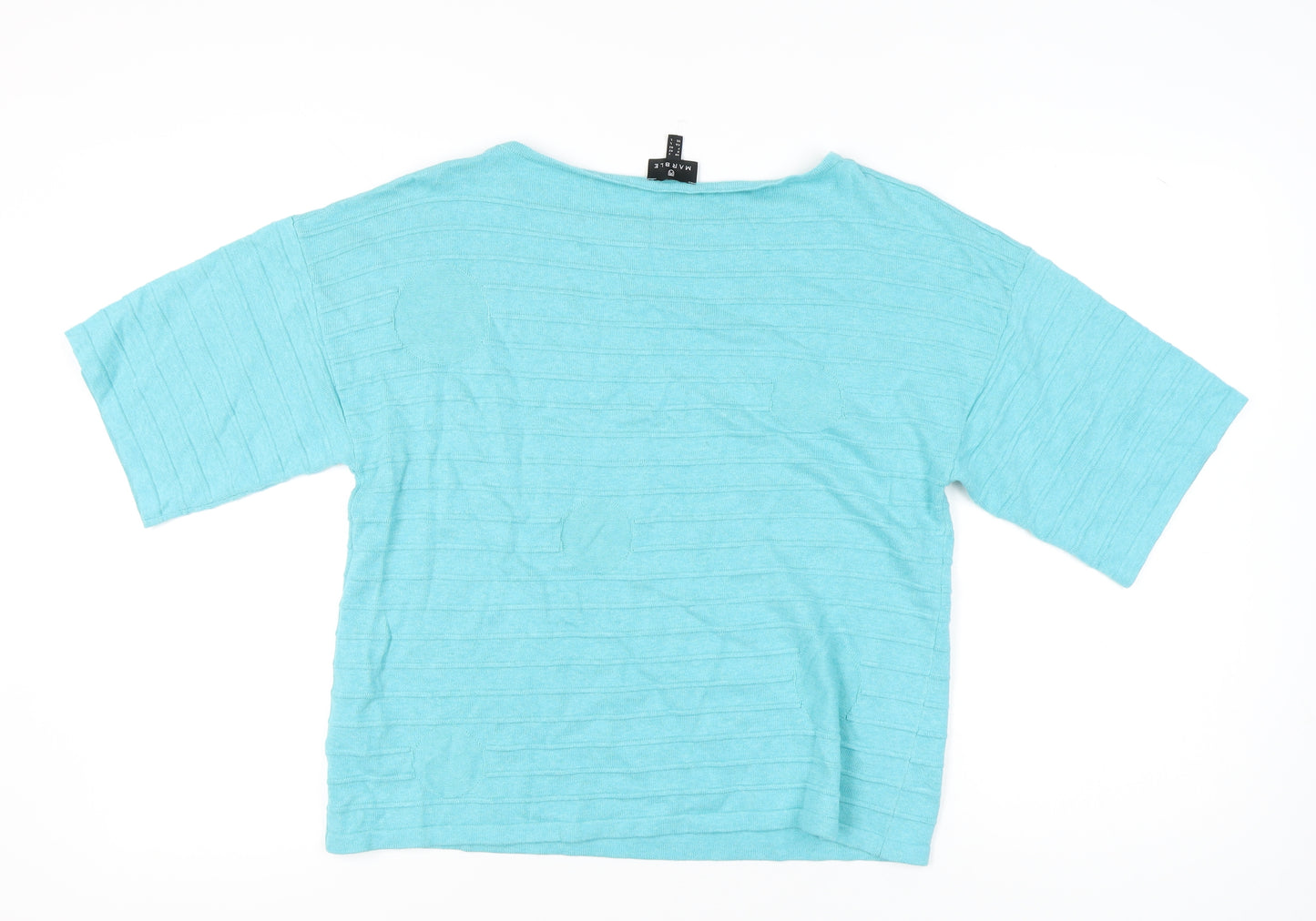 Marble Women’s Blue Boat Neck Short Sleeve Cotton Jumper Size 16
