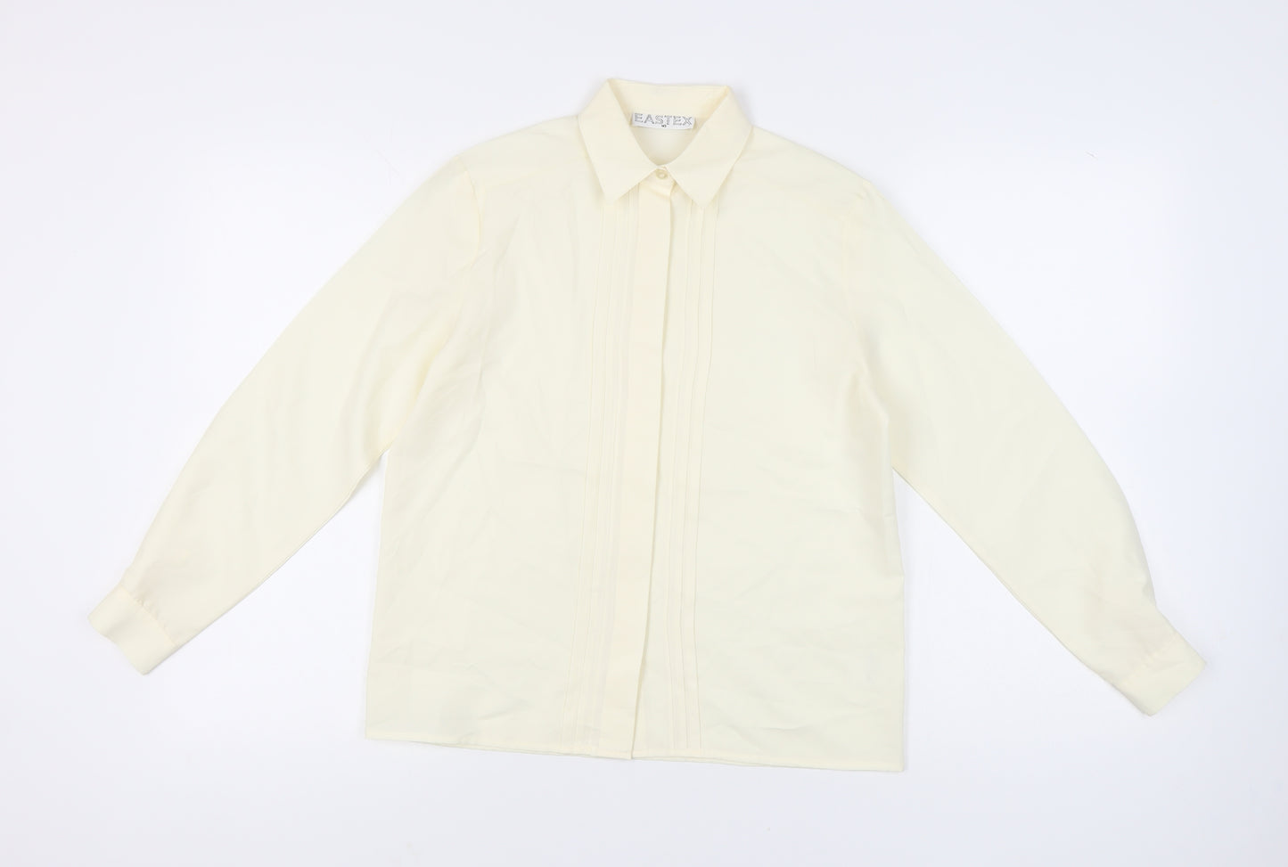 Eastex Women Ivory Size 10 Button-Up Collared Long Sleeve Shirt