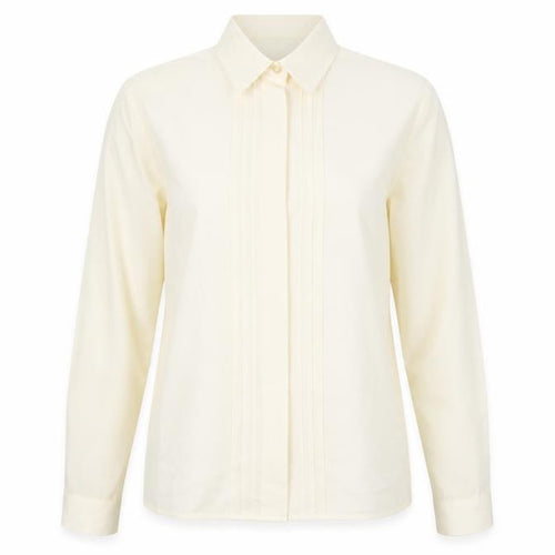 Eastex Women Ivory Size 10 Button-Up Collared Long Sleeve Shirt
