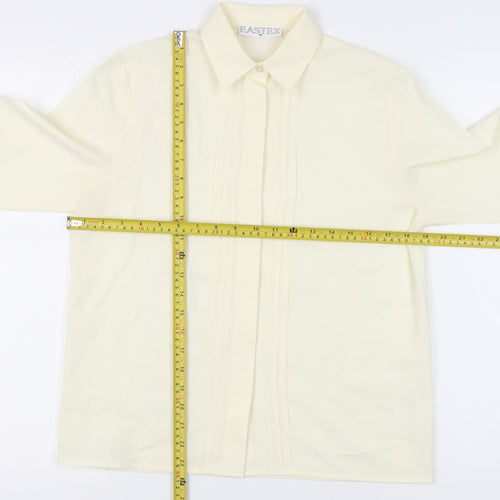 Eastex Women Ivory Size 10 Button-Up Collared Long Sleeve Shirt