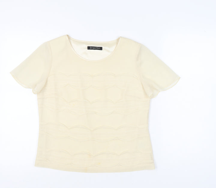 Jacques Vert Women’s Ivory Short Sleeve Blouse Size 10 Regular Woven