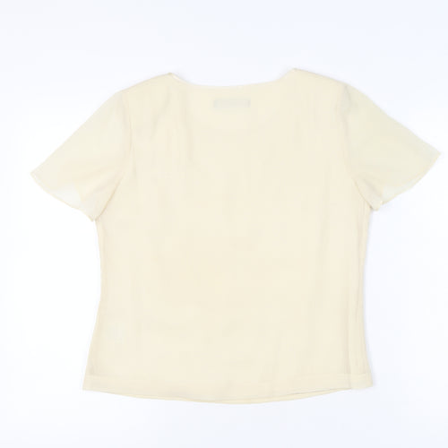 Jacques Vert Women’s Ivory Short Sleeve Blouse Size 10 Regular Woven