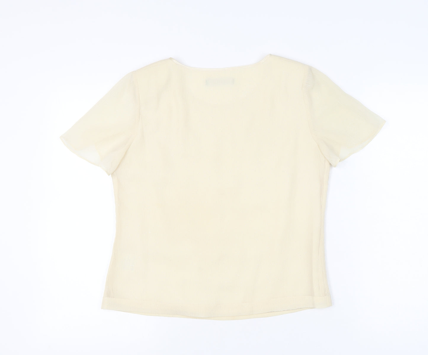 Jacques Vert Women’s Ivory Short Sleeve Blouse Size 10 Regular Woven
