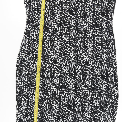 H&M Women’s Black Animal Print Knee Length Sheath Dress Size 14