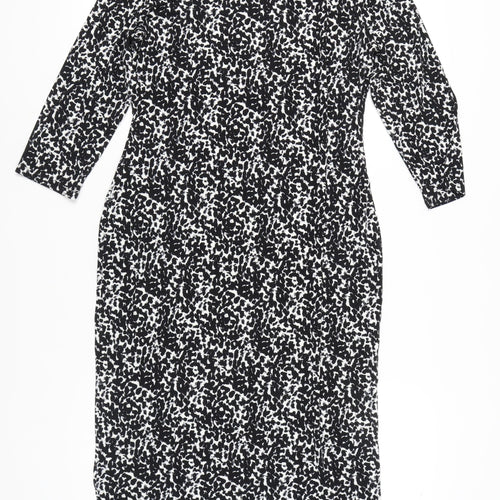 H&M Women’s Black Animal Print Knee Length Sheath Dress Size 14