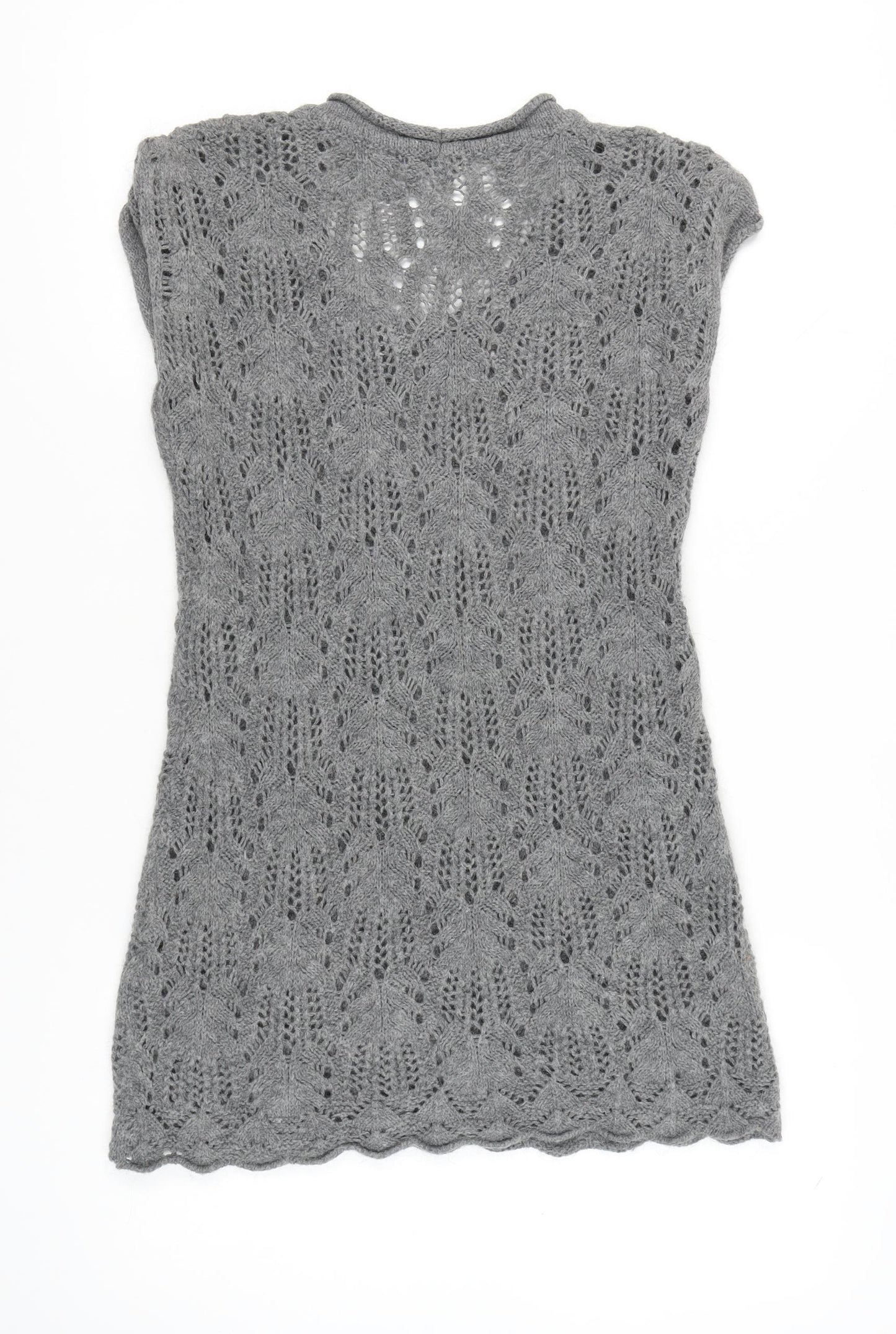 Next Women’s Grey Knit Shift Dress Size 14 Scoop Neck Cap Sleeve