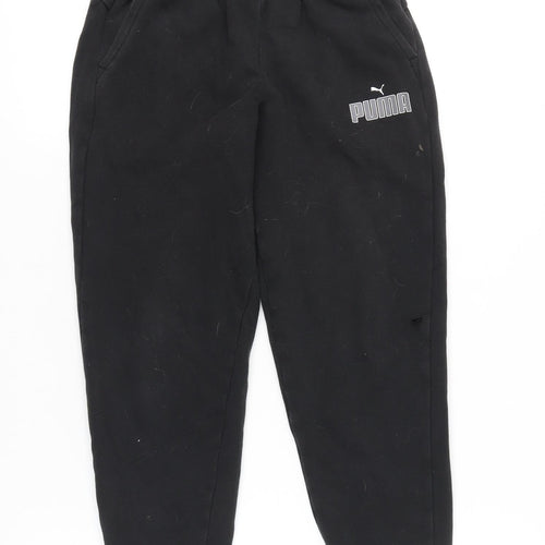 Puma Boys Black Jogger Trousers 11-12 Yrs Cotton Blend Sportswear