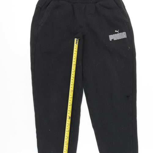 Puma Boys Black Jogger Trousers 11-12 Yrs Cotton Blend Sportswear
