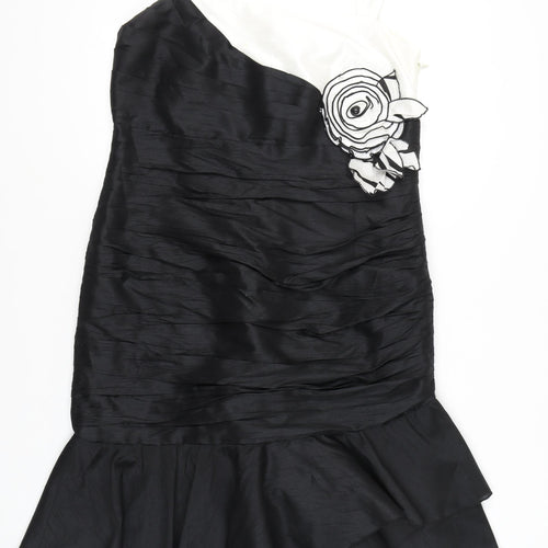 Carina Women’s Black UK 18 Sheath Satin One Shoulder Cocktail Dress