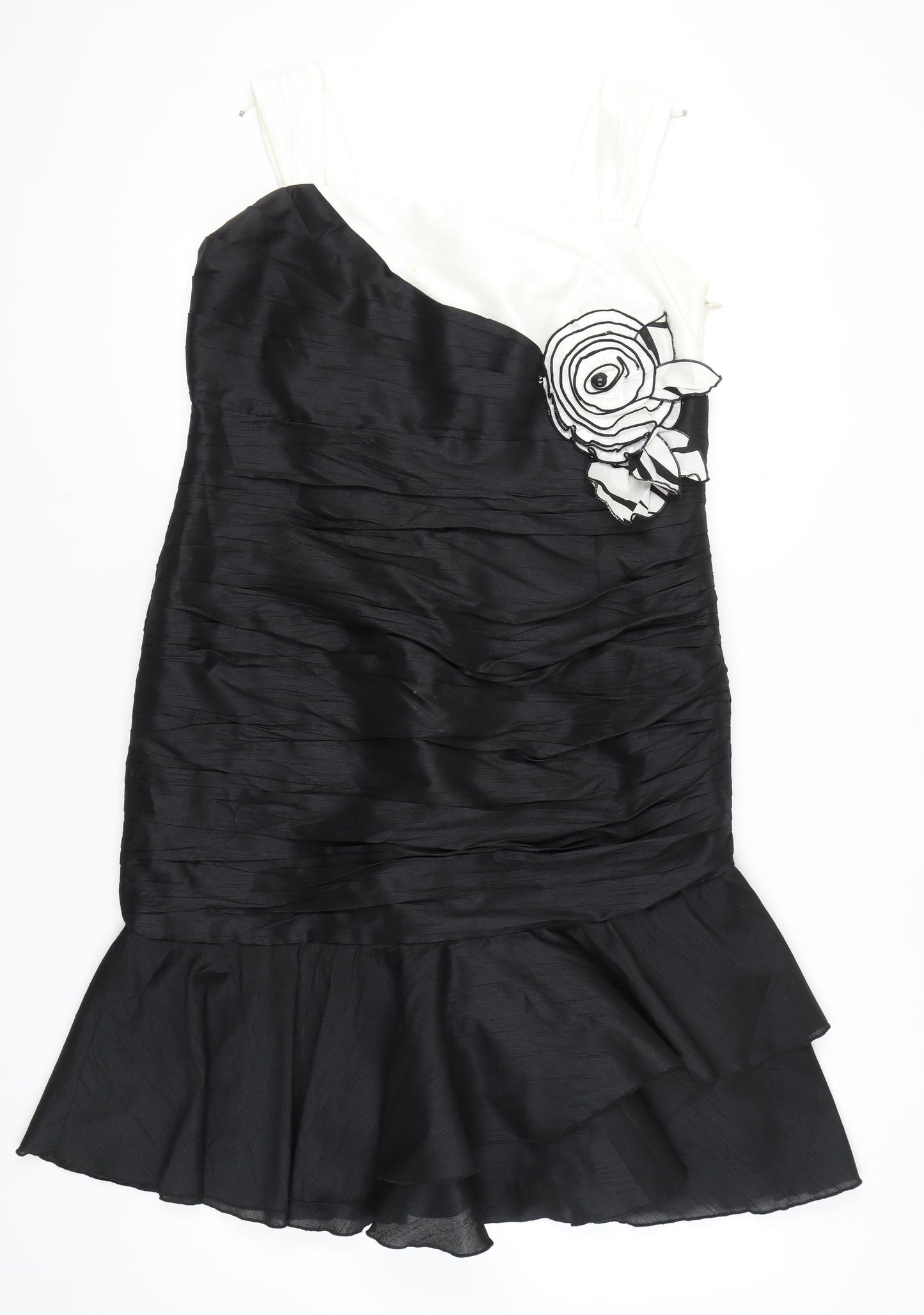 Carina Women’s Black UK 18 Sheath Satin One Shoulder Cocktail Dress