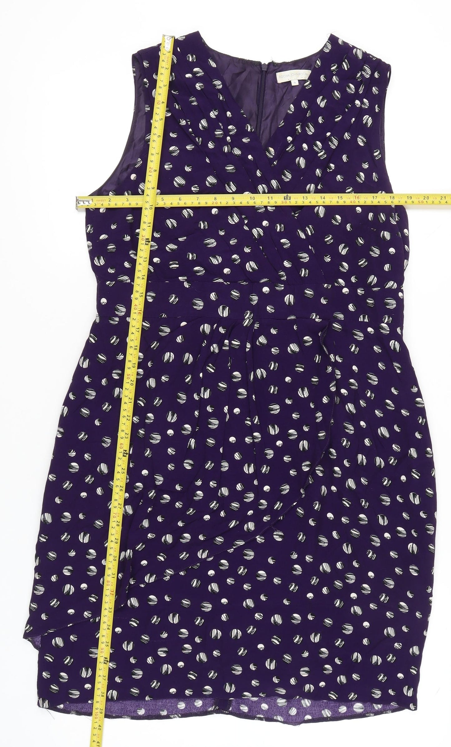 Rocha John Rocha Women’s Purple Polka Dot Wrap Dress Size 16