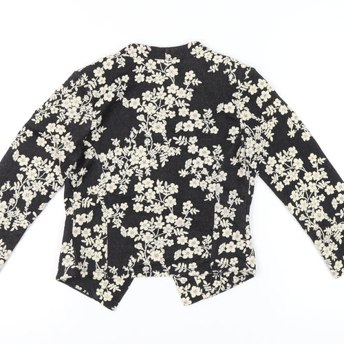 Warehouse Womens Black Floral Cotton Blend Blazer UK 6