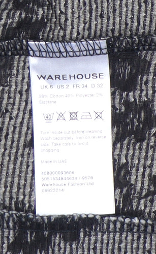 Warehouse Womens Black Floral Cotton Blend Blazer UK 6